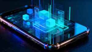 理学療法士監修のスマホの近未来化を可視化したハイテクなイラスト。