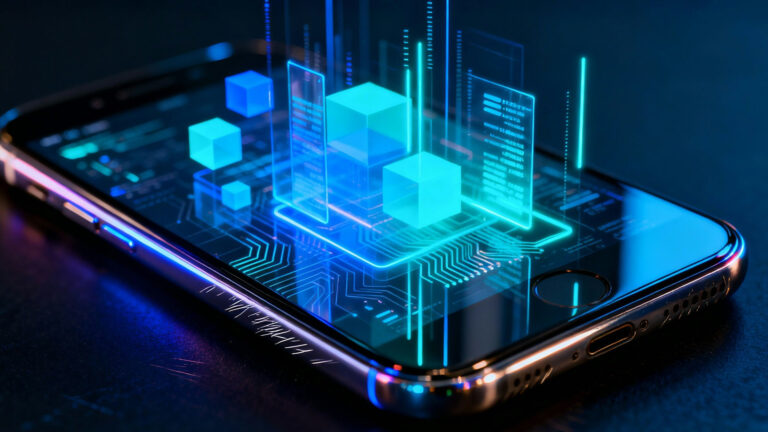 理学療法士監修のスマホの近未来化を可視化したハイテクなイラスト。