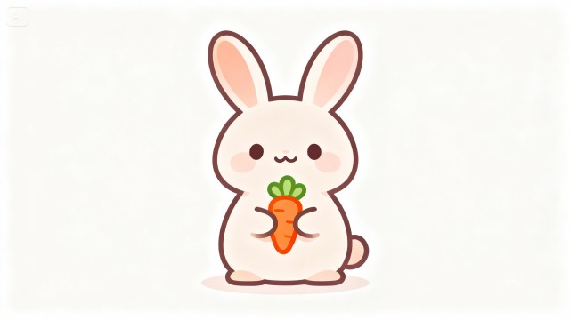 イースターのウサギがニンジンを抱えているイラスト。理学療法士が制作した幼稚園や保育所のこどもたちにも最適な季節イベント素材。商用無料・白背景・フラットデザインの高品質なフリー画像。