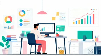 パソコン作業のフラットデザイン