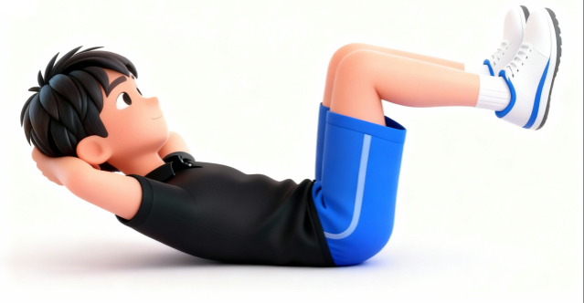 足上げ腹筋の自主トレ素材