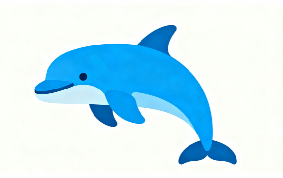 白背景のかわいいイルカのフラットデザイン素材｜無料で使える商用利用可能なイラスト
