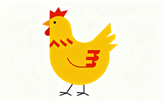 ミニマルでかわいい黄色のにわとりイラスト｜白背景のシンプルなフラットデザイン画像