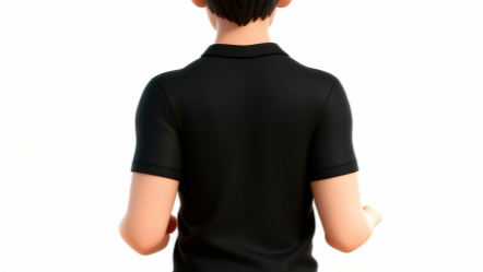 理学療法士監修：体幹、肩甲帯を鍛えて、きれいな姿勢を保つ自主トレイラスト素材。椅子に座った姿勢で肩甲骨内転を行う前の開始姿勢を後ろから描いた自主トレ用イラスト。菱形筋と僧帽筋中部を意識しやすく、肩こり予防やストレッチに使いやすい白背景のフリー画像サムネイル