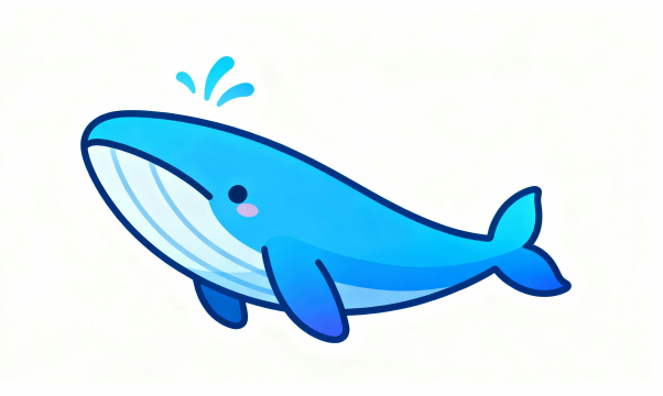 白背景のかわいいクジラのフラットデザインイラスト｜商用利用可能なフリー素材