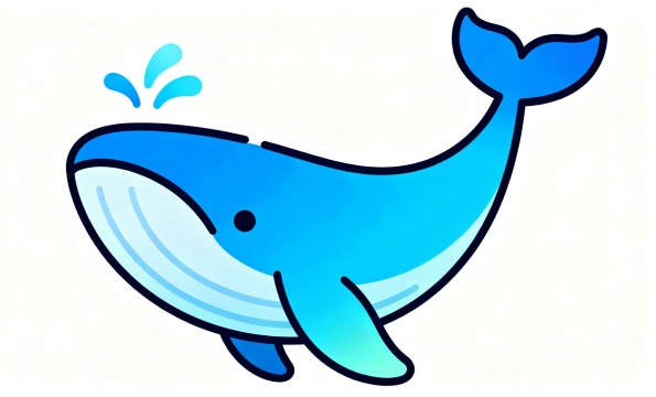 ミニマルでシンプルなクジラのイラスト素材｜白背景のフラットデザイン・無料画像