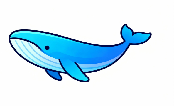 白背景のかわいいクジラのフラットデザイン素材｜商用利用可能な無料イラスト