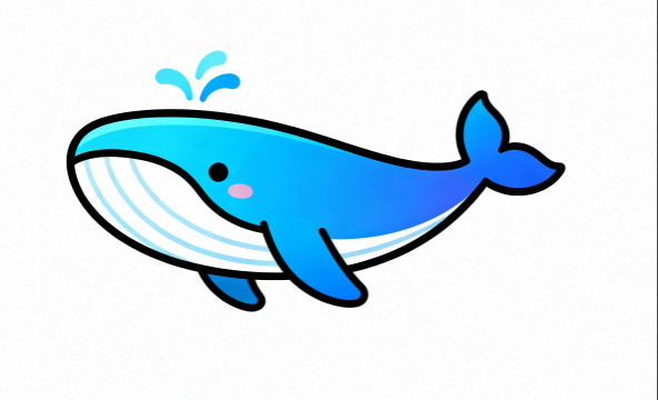 ミニマルでシンプルなクジラのイラスト｜白背景フラットデザインのフリー画像