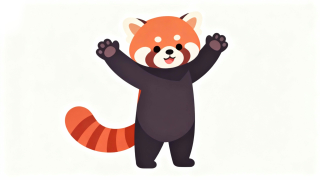 白背景イラスト｜威嚇するレッサーパンダのかわいいフラットデザインの無料フリー画像【商用利用可能】