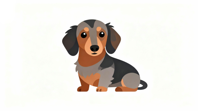 白背景カニンヘン・ダックスフンド（ダップル）のフラットイラスト｜かわいい無料フリー画像・商用利用可能