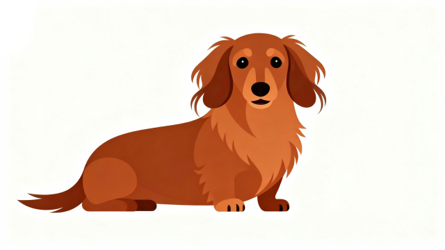 白背景で使いやすいミニチュアダックスフンド（レッド）のフラットイラスト｜無料フリー画像・商用利用可能