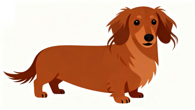 白背景で使いやすいミニチュアダックスフンド（レッド）のイラスト｜シンプルな無料フリー画像