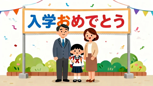 入学式での家族写真