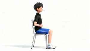 理学療法士監修：体幹、腹筋を鍛えて、きれいな姿勢を保つ自主トレイラスト素材。腹横筋の筋トレをするイラスト。理学療法士が制作したセルフケアに最適な自主トレ素材。商用無料・白背景・フラットデザインの高品質なフリー画像。