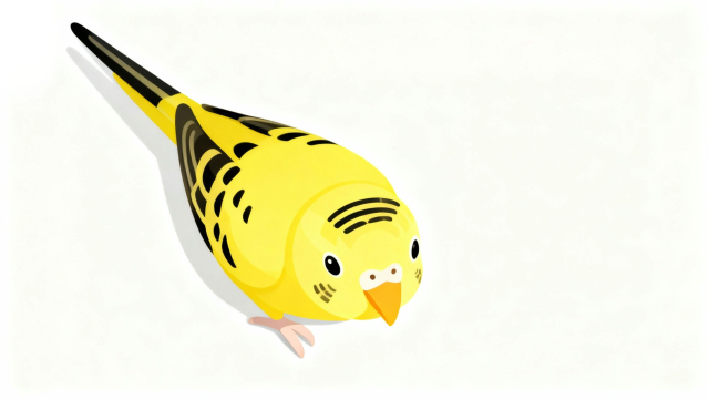 白背景のセキセイインコイラスト｜かわいい鳥のフラットデザイン・商用利用可能な無料フリー画像