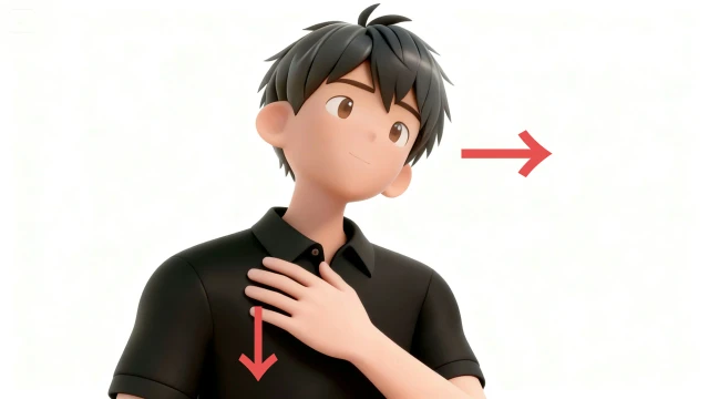 首のストレッチをするイラスト。理学療法士が制作したセルフケアに最適な自主トレ素材。商用無料・白背景・フラットデザインの高品質なフリー画像。