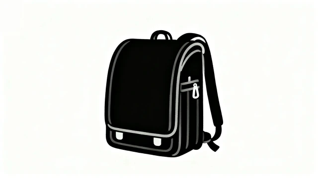 黒のランドセルの無料イラスト｜入学式・小学校の準備素材｜シンプル・フラットデザイン・商用利用可能