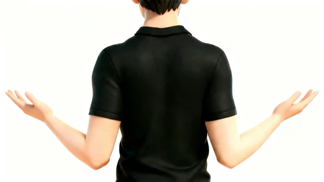 理学療法士監修：肩甲骨周り、背筋を鍛えて、きれいな姿勢を保つ自主トレイラスト素材。菱形筋の筋トレをするイラスト2。理学療法士が制作したセルフケアに最適な自主トレ素材。商用無料・白背景・フラットデザインの高品質なフリー画像。