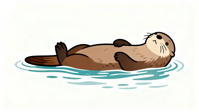 白背景で使いやすいラッコのイラスト素材｜フラットデザインの無料フリー画像【商用利用可能】