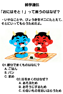 保育園向け節分雑学とクイズのイラストサンプル