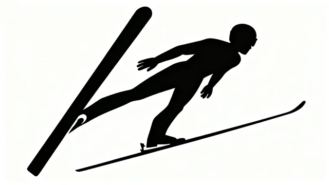 スキージャンプの無料イラスト｜モノクロ・シルエット・商用利用可
