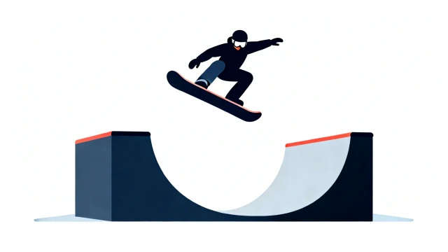 スノボ・ハーフパイプ無料イラスト｜フラットデザイン・商用利用可