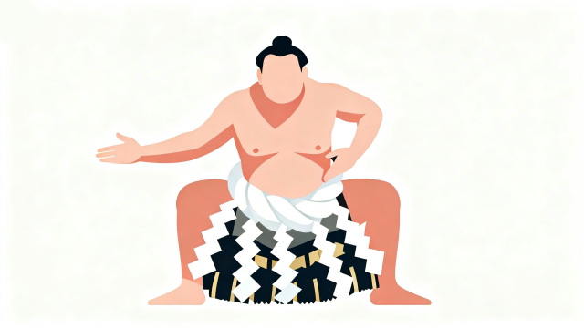 横綱の土俵入りイラスト｜大相撲の伝統を描いたシンプルで力強いフラットデザイン・白背景・商用利用可