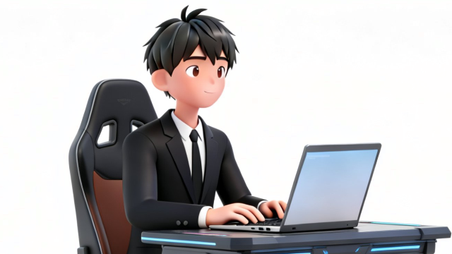 スマホ首、ストレートネックなどを予防するデスクワーク時の正しい姿勢を表したイラスト。理学療法士が制作したセルフケアに最適な自主トレ素材。商用無料・白背景・フラットデザインの高品質なフリー画像。