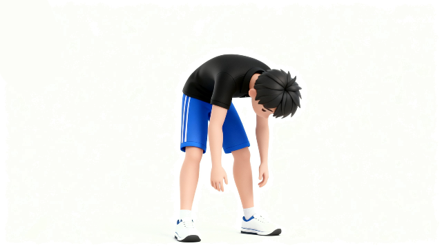 理学療法士監修の前屈して、脊柱起立筋や腰背部のストレッチをしているイラスト。