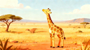 理学療法士監修のかわいいキリンのイラスト。キリンは立ったまま寝るという雑学、うんちくに使える素材。