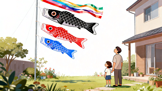 元気に泳ぐこいのぼりのイラスト