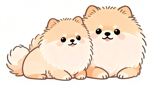 理学療法士監修のかわいいポメラニアンの親子のイラスト素材。