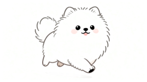 理学療法士監修の白のかわいいポメラニアンのイラスト素材。