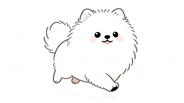 理学療法士監修の白のかわいいポメラニアンのイラスト素材。