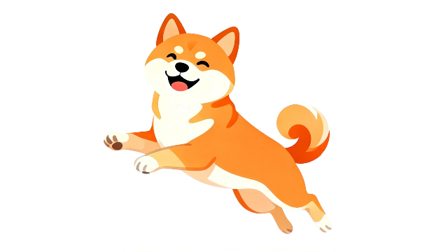 理学療法士監修のかわいい元気な柴犬の白背景イラスト素材。