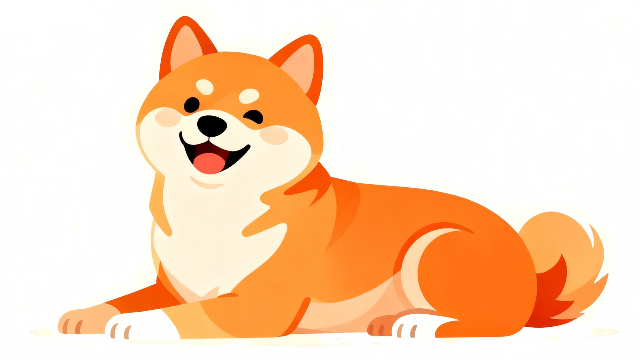 理学療法士監修の伏せをしているかわいい柴犬の白背景イラスト素材。