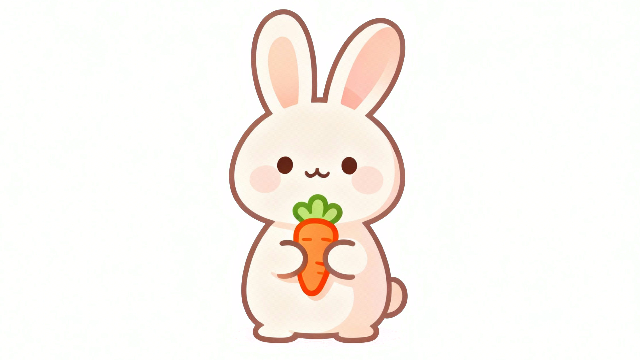 理学療法士監修のニンジンを持ったかわいいうさぎの白背景フラットイラスト。Pinterestで大人気。