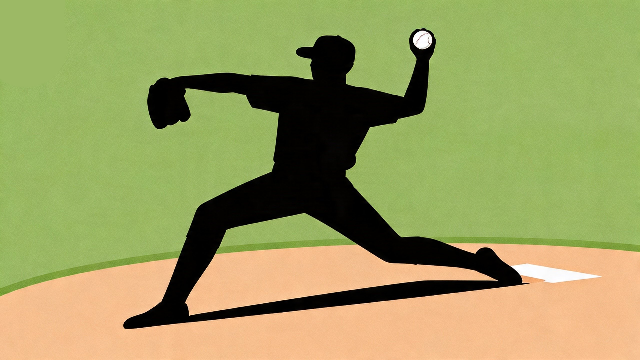 理学療法士監修のピッチャーが投球をするフラットデザインイラスト。