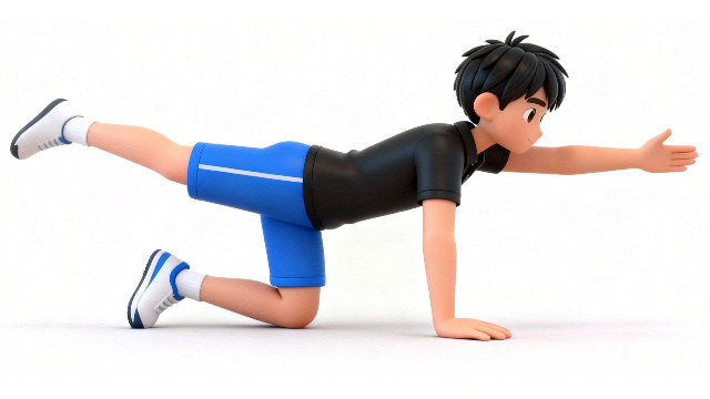 小学生の体幹トレーニング バードドッグ運動のイメージ