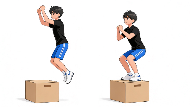 理学療法士監修のボックスジャンプをしているイラスト。
