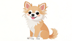 理学療法士監修のかわいいチワワのおすわりをしているフラットイラスト。チワワ　おすわり　かわいい