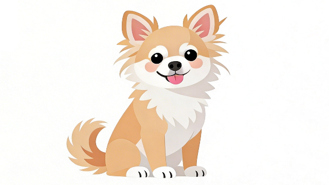 理学療法士監修のかわいいチワワのおすわりをしているフラットイラスト。チワワ　おすわり　かわいい