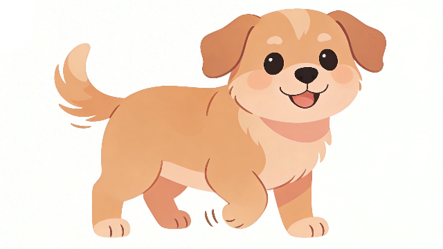 理学療法士監修の万人受けする、茶色のかわいい犬のフラットイラスト