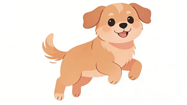 理学療法士監修のジャンプしているかわいい犬の白背景フラットイラスト。Pinterestで大人気。