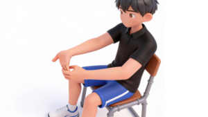 理学療法士監修の前腕、手首、手指をストレッチしている自主トレ、セルフストレッチのイラスト素材。