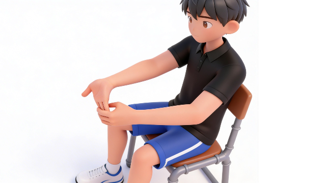 理学療法士監修の前腕、手首、手指をストレッチしている自主トレ、セルフストレッチのイラスト素材。