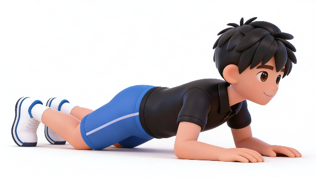 小学生の体幹トレーニング 膝つきプランクのイメージ