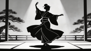 理学療法士監修の歌舞伎で女形を演じているイラスト。