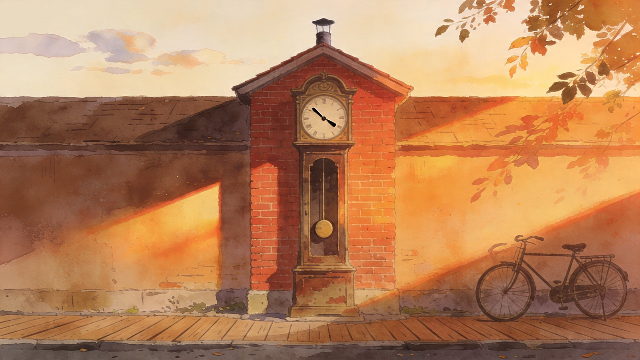 理学療法士監修の、ノスタルジックでオシャレな時計台を描いたイラスト。時の記念日に使用。