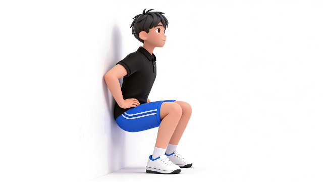 小学生の体幹トレーニング 壁を使ったスクワット運動
       style=